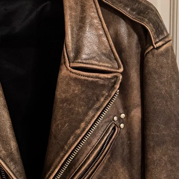 Vintage 90’s Men’s Brown Leather Bomber Jacket - Picture 2 of 16